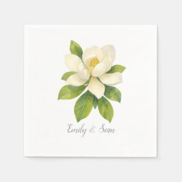 Servilleta De Papel Monograma personalizado de flor de magnolia para b