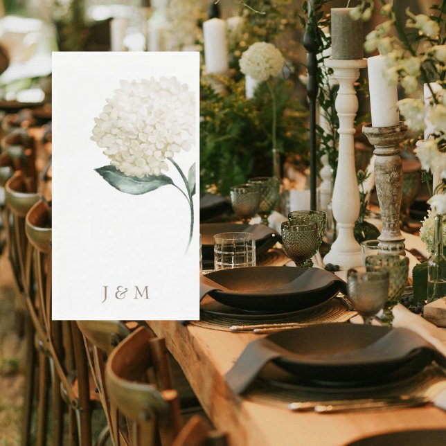 Servilleta De Papel Monograma personalizado de hidrangea blanca elegan (Subido por el creador)