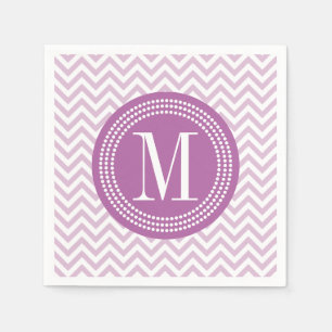 Servilleta De Papel Monograma personalizado de Lilac Chevron Zigzag