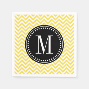 Servilleta De Papel Monograma personalizado de zigzag amarillo Chevron