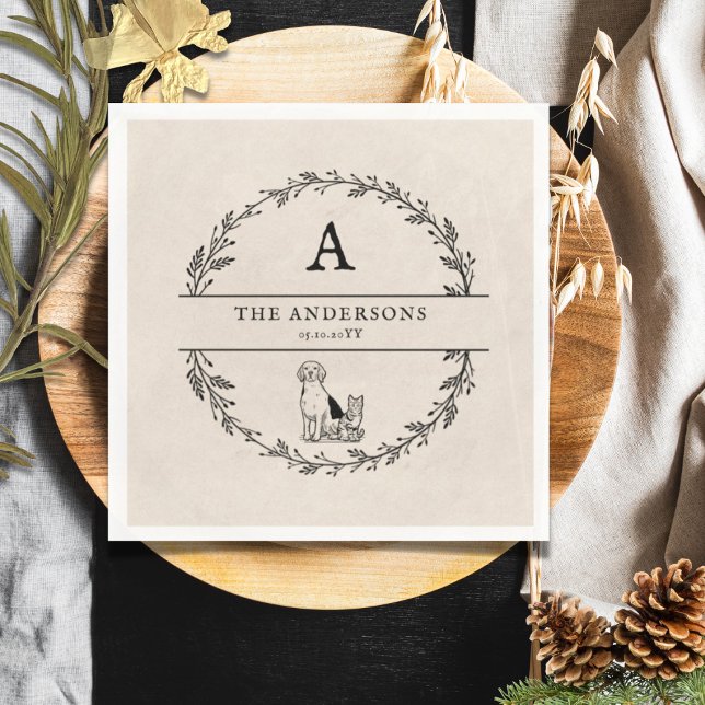 Servilleta De Papel Monograma personalizado del Boda de la guirnalda (Subido por el creador)