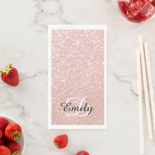 Servilleta De Papel Monograma personalizado del Purpurina Bokeh Pale R