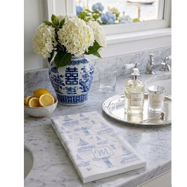 Servilleta De Papel Monograma Personalizado Dibujado a Mano Toile Cost