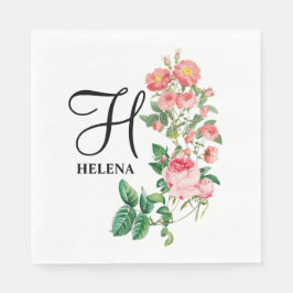 Servilleta De Papel Monograma Personalizado Floral Botánico Vintage