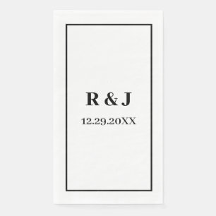 Servilleta De Papel Monograma Personalizado Pareja Nombre Blanco Negro