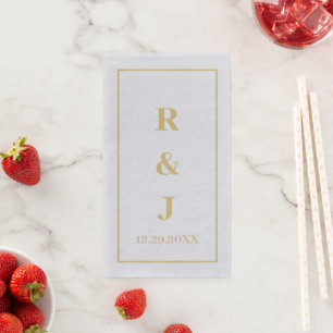 Servilleta De Papel Monograma Personalizado Pareja Nombre Dorado Amari