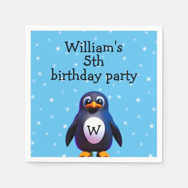 Servilleta De Papel Monograma Pingüino (Anverso)