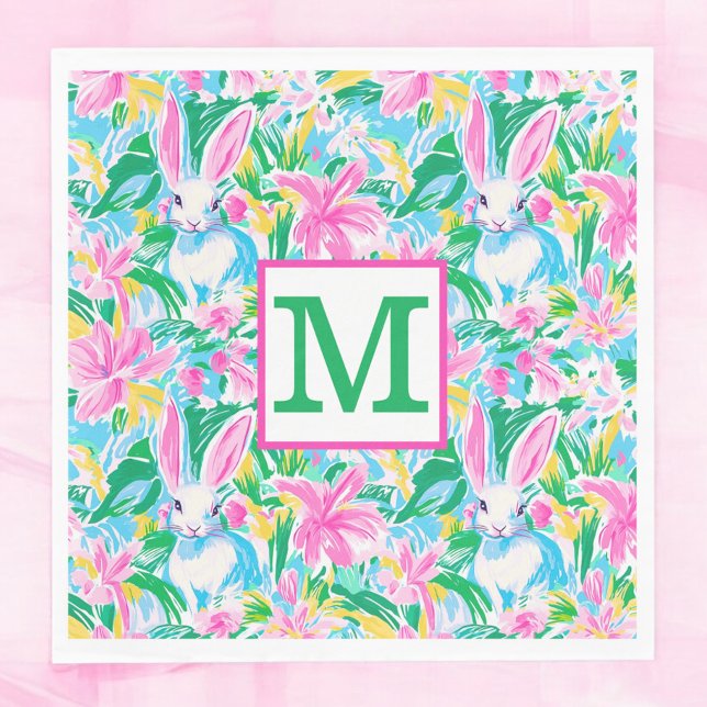 Servilleta De Papel Monograma Preppy de los conejitos de primavera de  (Subido por el creador)