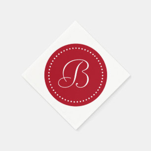 Servilleta De Papel Monograma Punto Blanco Rojo Oscuro