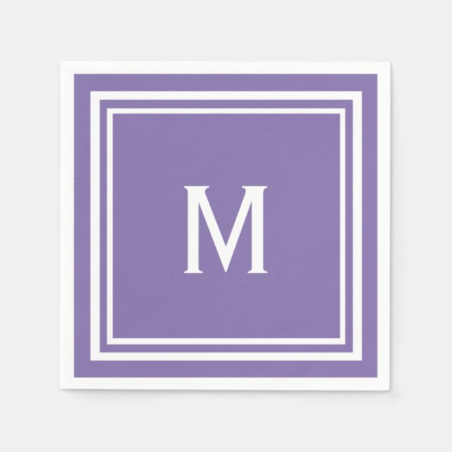Servilleta De Papel Monograma púrpura moderno y elegante (Anverso)