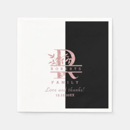 Servilleta De Papel Monograma R Rosa moderno Personalizado dividido en