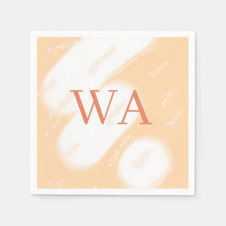Servilleta De Papel Monograma retro blanco naranja melocotón pastel no