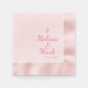 Servilleta De Papel Monograma Rosa Minimalista Boda Corazón Simple Ros
