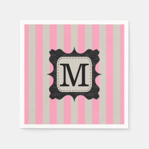 Servilleta De Papel Monograma rosado del personalizado del negro del