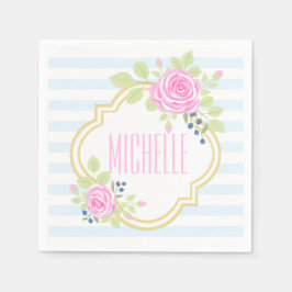 Servilleta De Papel Monograma Rosas Fancy Blueberry Paper Napkins