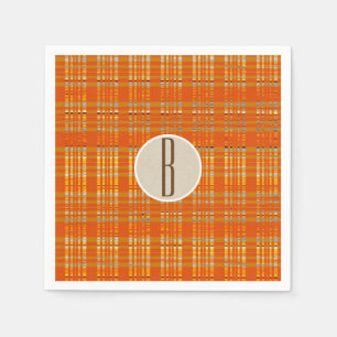 Servilleta De Papel Monograma Rústico de Plaid & Brown Kraft para nara