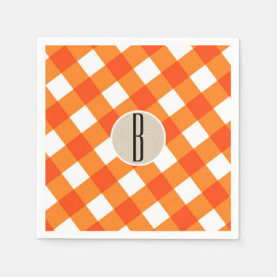 Servilleta De Papel Monograma Rústico Kraft blanco naranja inicial