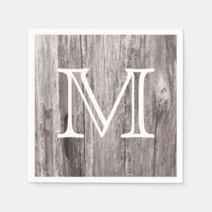 Servilleta De Papel Monograma rústico Vintage de madera templada