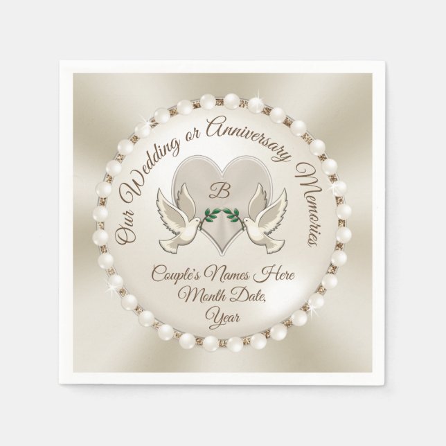 Servilleta De Papel Monograma, servilletas Bodas personalizadas (Anverso)