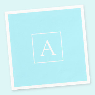 Servilleta De Papel Monograma Simple Azul Cielo