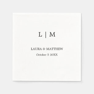 Servilleta De Papel Monograma simple Boda blanco