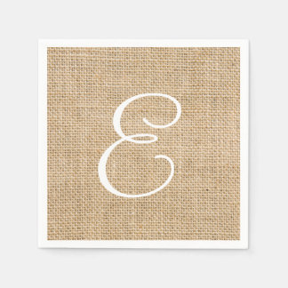 Servilleta De Papel Monograma simple Boda de Burlap ruso