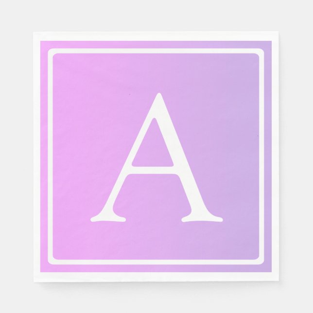 Servilleta De Papel Monograma simple | Ombre rosa/morado sutil (Anverso)