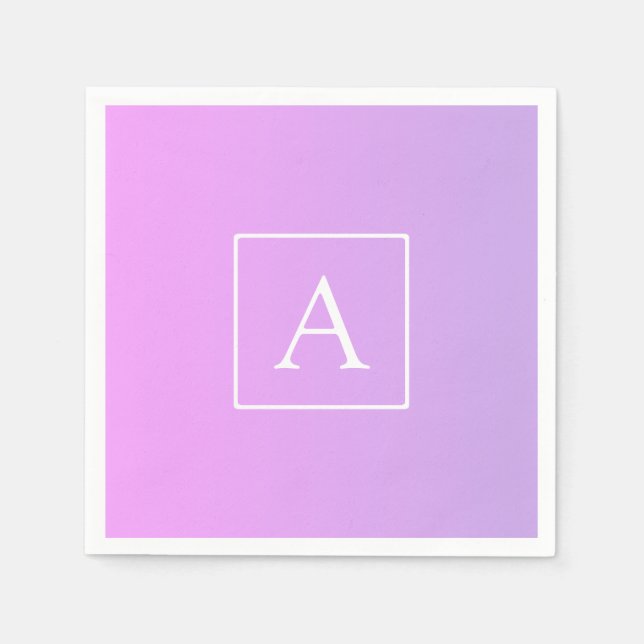 Servilleta De Papel Monograma simple | Ombre rosa/morado sutil (Anverso)