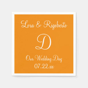Servilleta De Papel Monograma Tangerine Elegante Papel Colorido