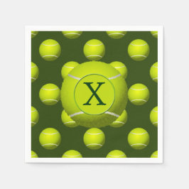 Servilleta De Papel Monograma Tennis Balls Patrón deportivo,