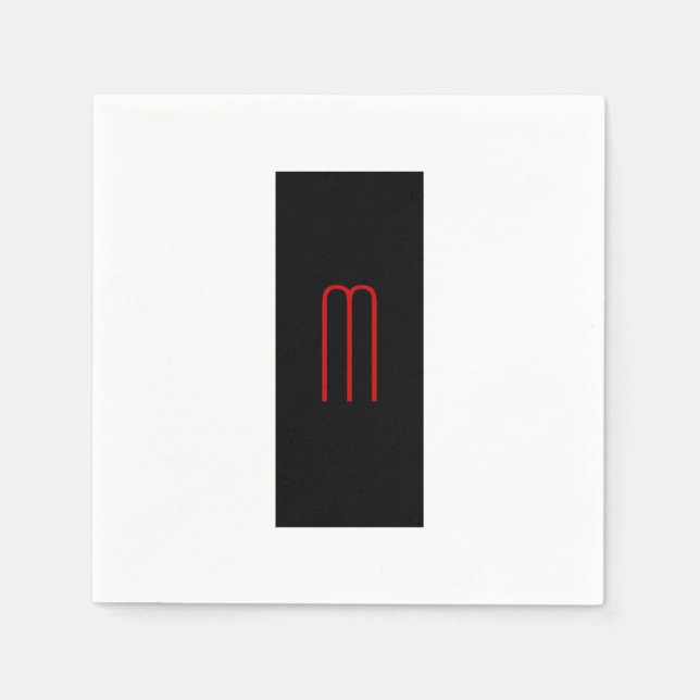 Servilleta De Papel Monograma único moda Llanto blanco negro simple (Anverso)