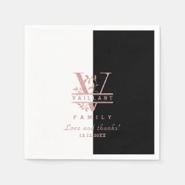 Servilleta De Papel Monograma V Rosa moderno Personalizado dividido en