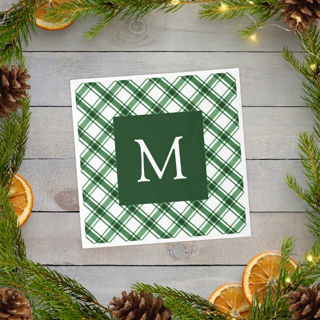 Servilleta De Papel Monograma verde (Green Monogram Napkins
)