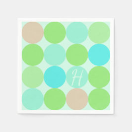 Servilleta De Papel Monograma verde azul turquesa y círculo Naranja