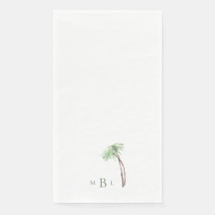 Servilleta De Papel Monograma verde de árbol de palmas de color de agu