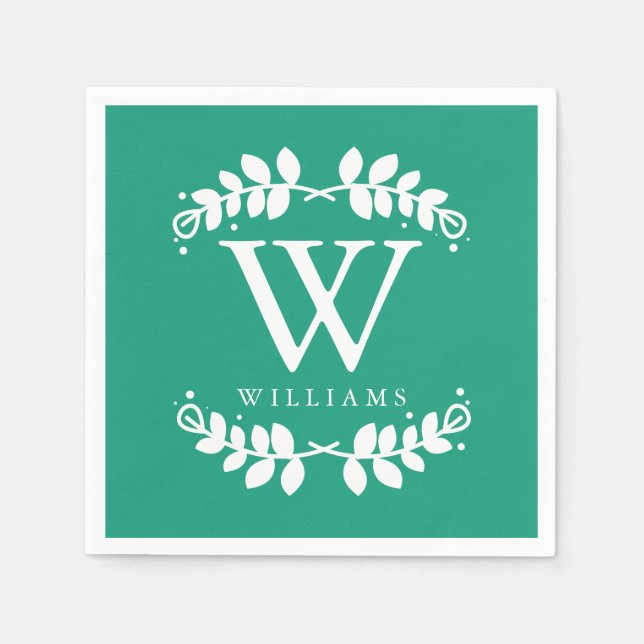 Servilleta De Papel Monograma verde esmeralda (Anverso)