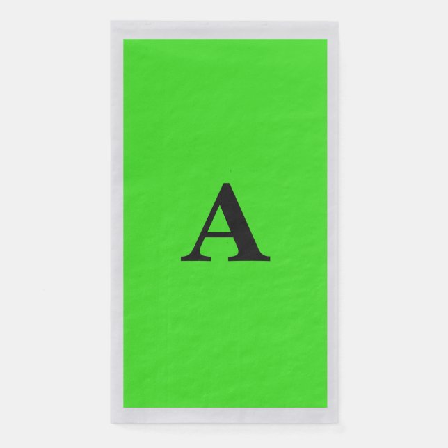 Servilleta De Papel Monograma verde neón Personalizado blanco inicial  (Anverso)