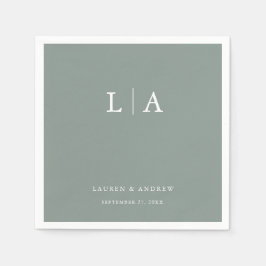 Servilleta De Papel Monograma verde sabio Elegantes toallas Bodas simp