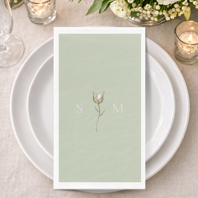 Servilleta De Papel Monograma Verde Salvia (Subido por el creador)