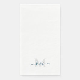 Servilleta De Papel Monograma Verde Teal Escritura Swash Blanca 