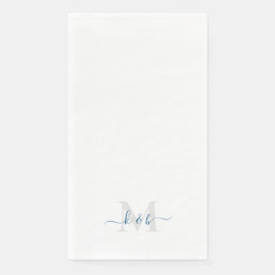 Servilleta De Papel Monograma Verde Teal Escritura Swash Blanca