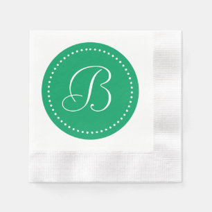 Servilleta De Papel Monograma Verde Trébol/Punto Blanco