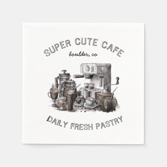 servilleta de papel monograma vintage cafe (Anverso)