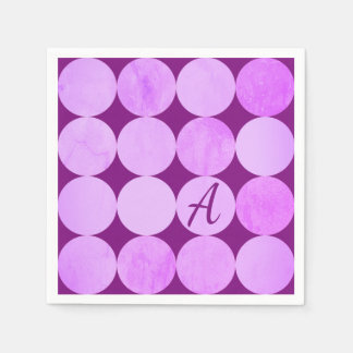 Servilleta De Papel Monograma violeta, púrpura y círculos rosados
