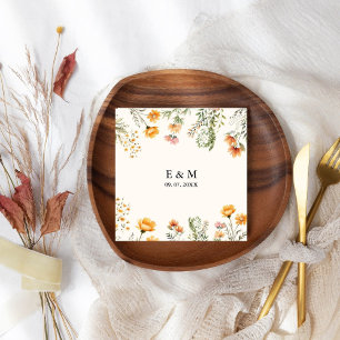 Servilleta De Papel Monograma Weadow boda de flores silvestres