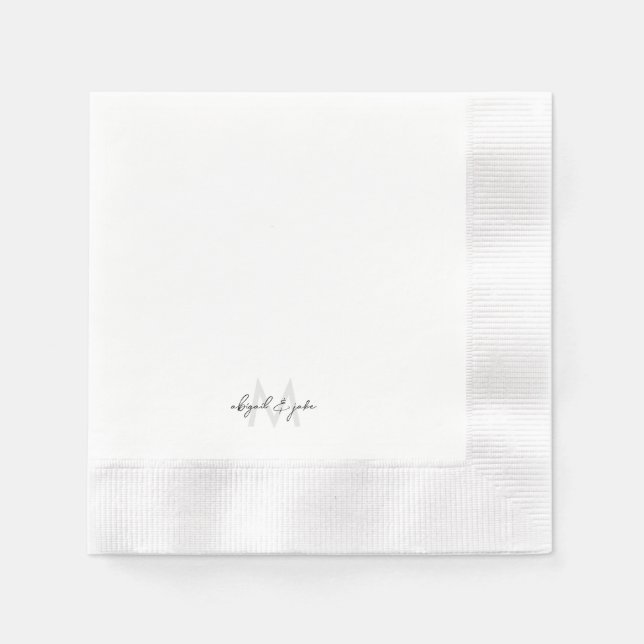 Servilleta De Papel Monograma y apellidos de personalizado Boda acuñad (Anverso)