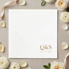 Servilleta De Papel Monograma y fecha de boda con letra elegante