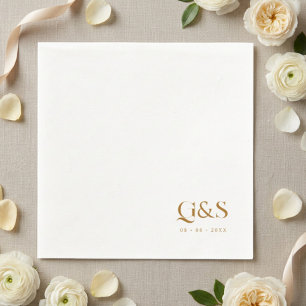 Servilleta De Papel Monograma y fecha de boda con letra elegante
