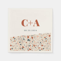 Monograma y fecha del Boda Terrazzo Slab
