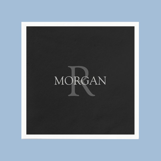 Servilleta De Papel Monograma y nombre DIY, negro de moda con texto gr (Subido por el creador)